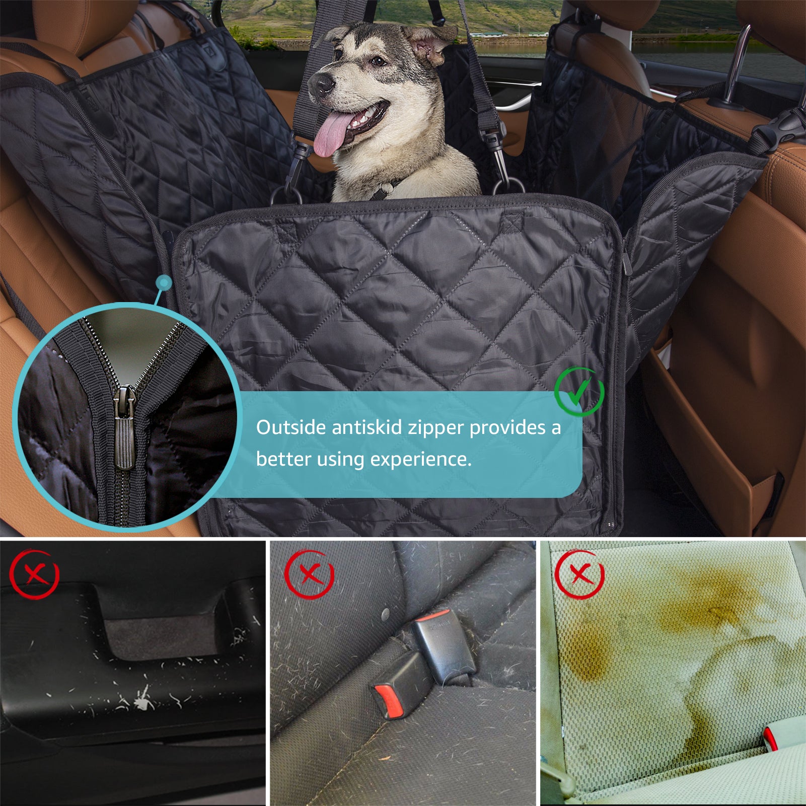 Comwish Dog Seat Cover for Back Seat with Mesh Window comWish