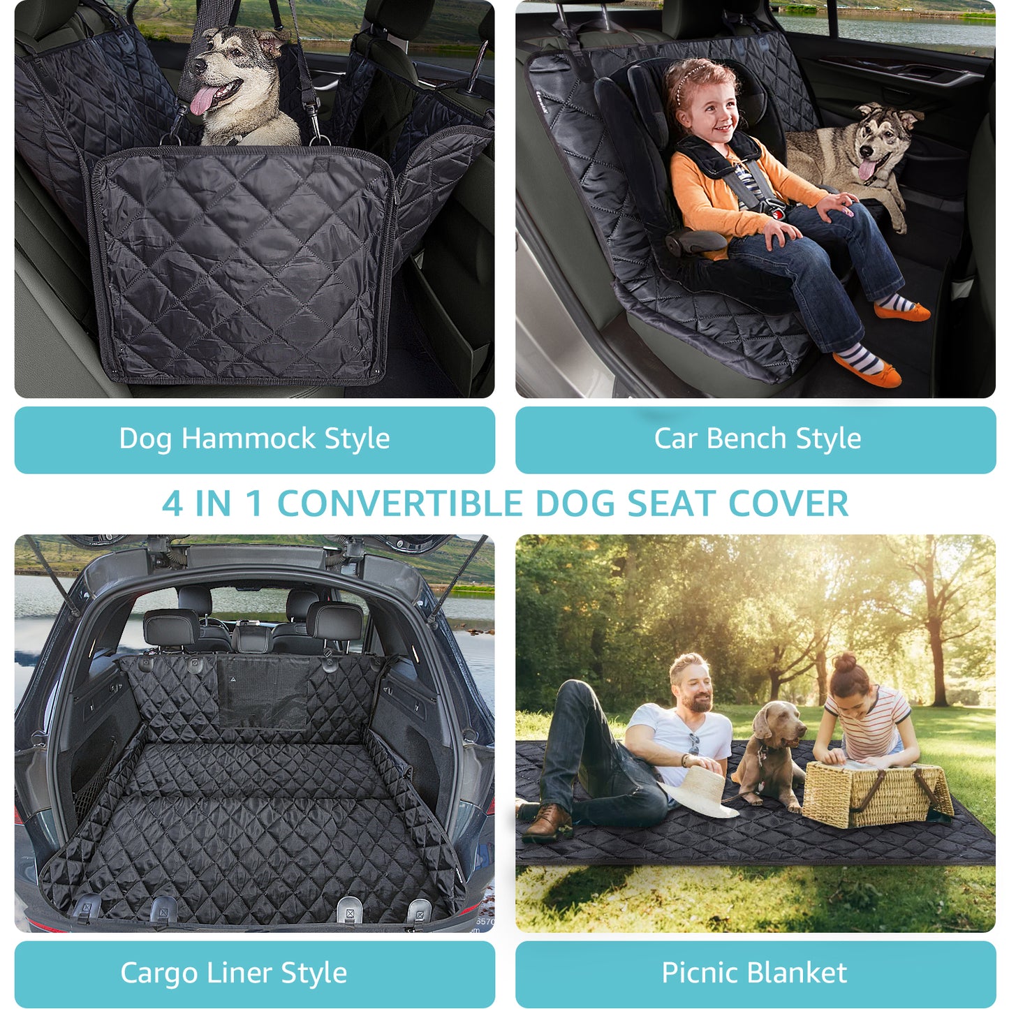 Comwish Dog Seat Cover for Truck with Mesh Window